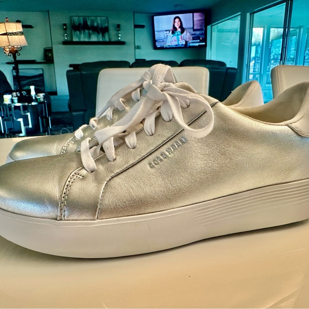 Cole Haan grand crosscourt joy Silver Leather Platform Sneaker womens 8.5